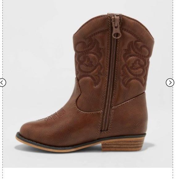 Cat & Jack Brown Western Cowboy Boots, Kids Size 6 - Picture 2 of 7